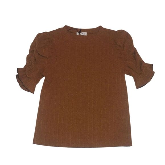 Rust Top Balloon Sleeve Stretch Size Small THML New - Picture 2 of 15